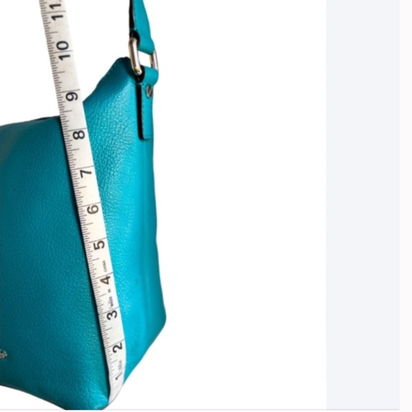 Dark Teal Pebbled Leather Shoulder Bag - Picture 15 of 15